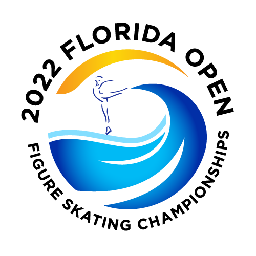 central florida figure skating club florida open 2022 logo showing gradient wave with ice skater outline
